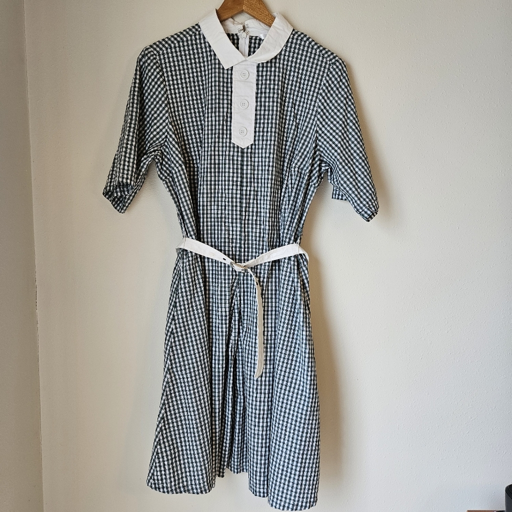 Gingham Dress with Belt